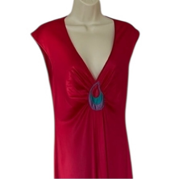 Diane Von Furstenberg DVF pink v-neck nightgown full length high side slit - Picture 15 of 15